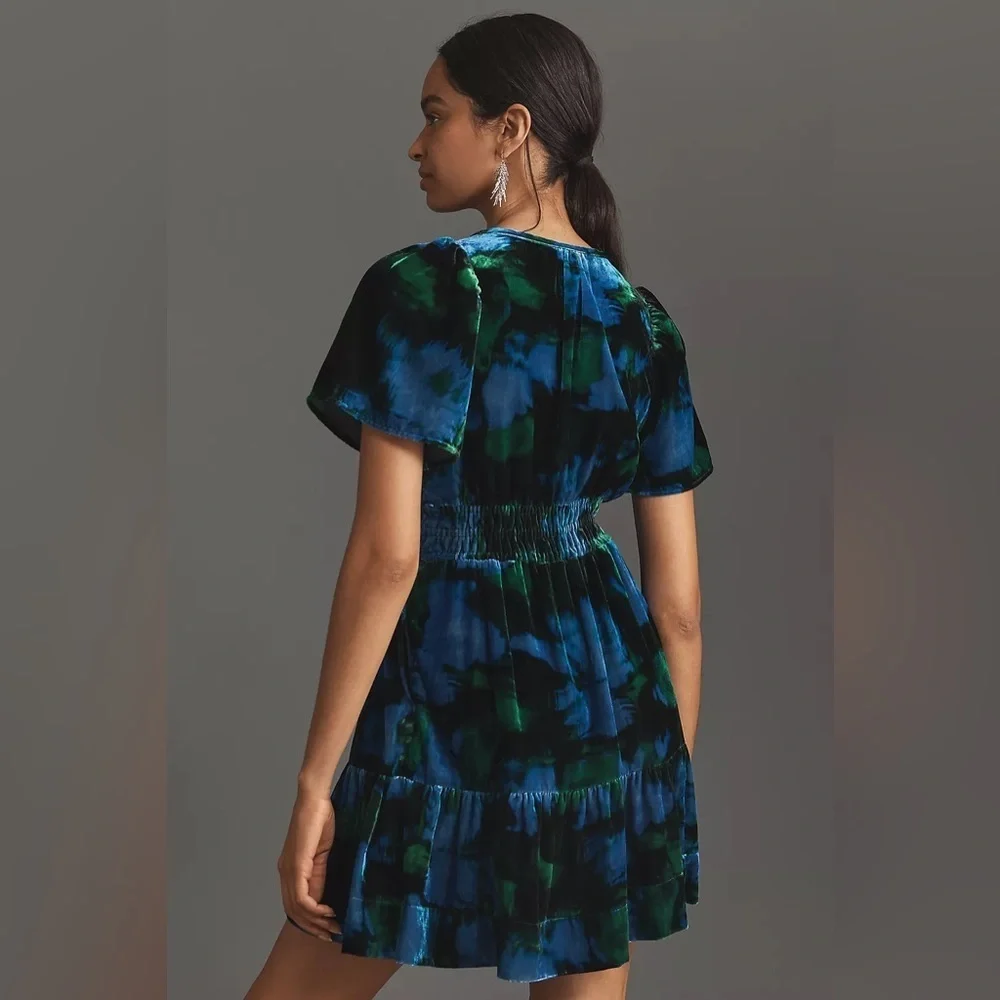 NWT! Anthropologie Maeve Somerset Velvet Mini Dress - Size XXS 🥐 - Picture 2 of 10